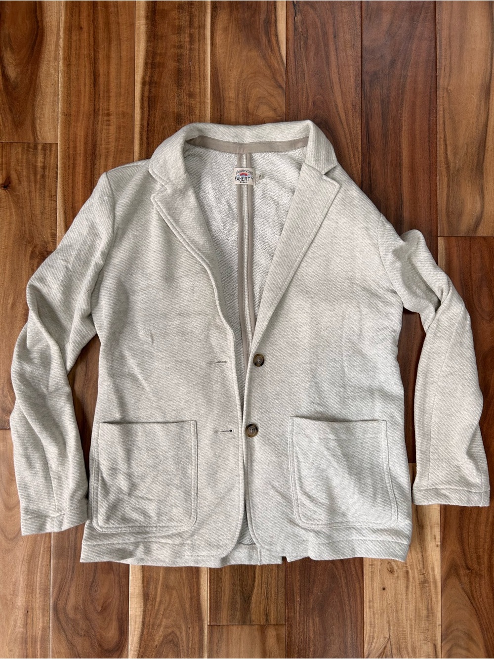 Faherty Knit Blazer Light Gray Women’s Small Cotton Blend Jacket